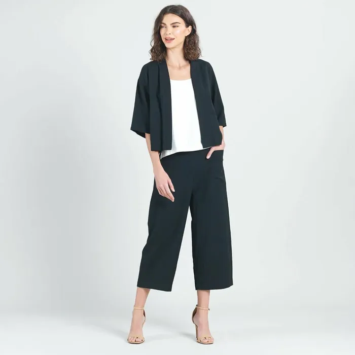 Linen Knit 8211 HiLow Pocket Cardigan Jacket 8211 Black 8211 Final Sale Women Clara Sunwoo Jackets Cardigans