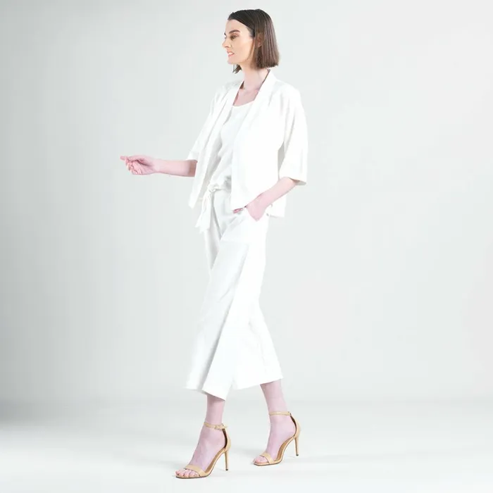 Linen Knit 8211 HiLow Pocket Cardigan Jacket 8211 Ivory 8211 Final Sale Women Clara Sunwoo Jackets Cardigans