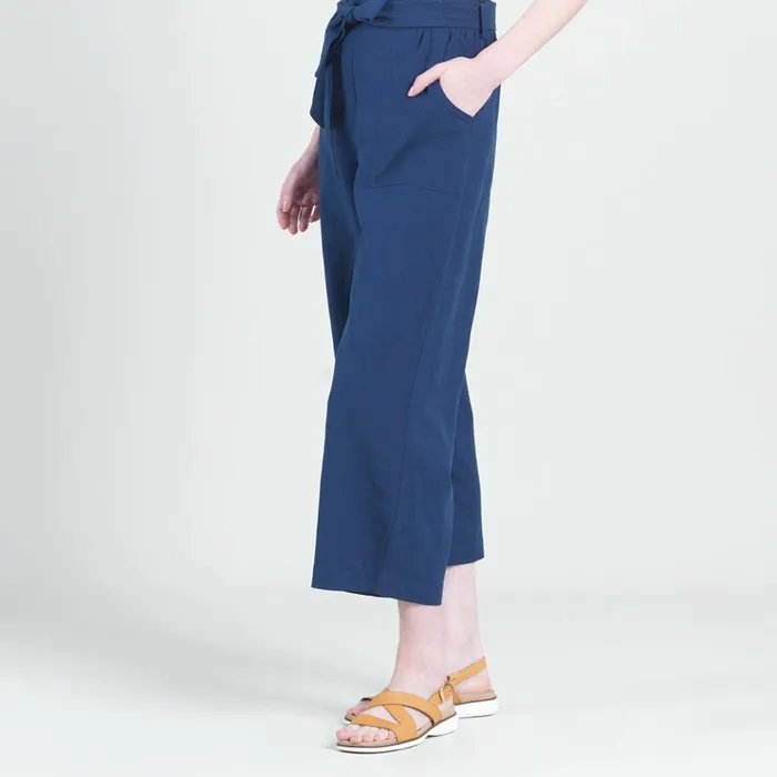 Linen Knit 8211 Tie Waist Cropped Pant 8211 Navy 8211 Final Sale Women Clara Sunwoo Pants Skirts