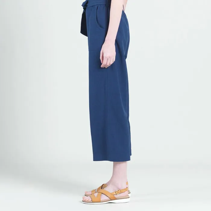 Linen Knit 8211 Tie Waist Cropped Pant 8211 Navy 8211 Final Sale Women Clara Sunwoo Pants Skirts