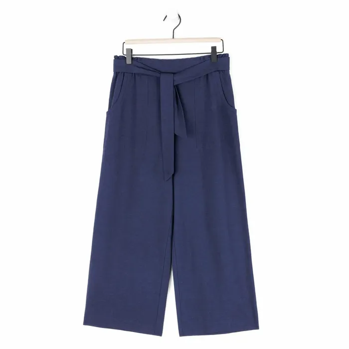 Linen Knit 8211 Tie Waist Cropped Pant 8211 Navy 8211 Final Sale Women Clara Sunwoo Pants Skirts