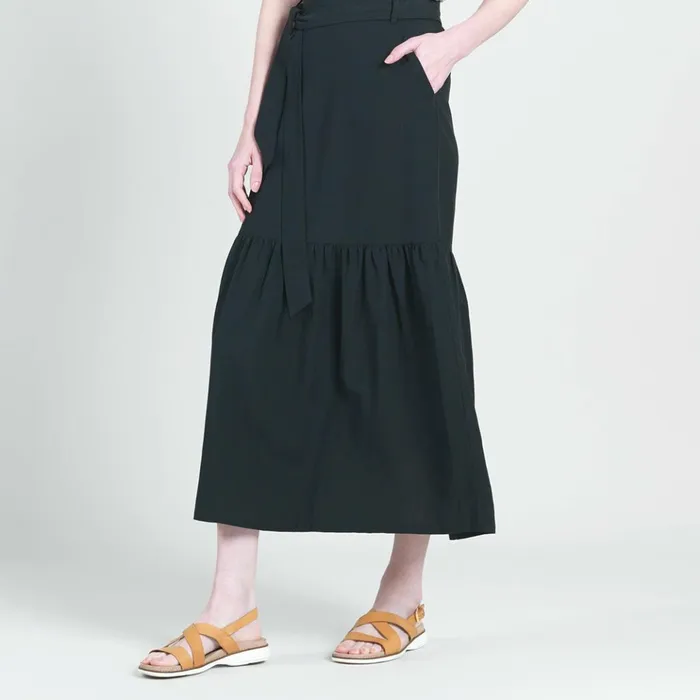 Linen Knit 8211 Tie Waist Tiered Maxi Skirt 8211 Black 8211 Final Sale Women Clara Sunwoo Pants Skirts