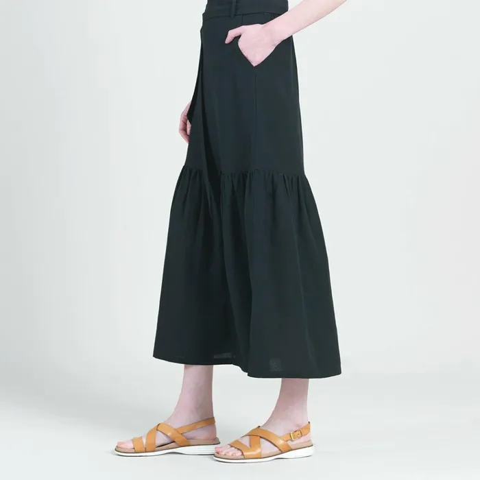 Linen Knit 8211 Tie Waist Tiered Maxi Skirt 8211 Black 8211 Final Sale Women Clara Sunwoo Pants Skirts