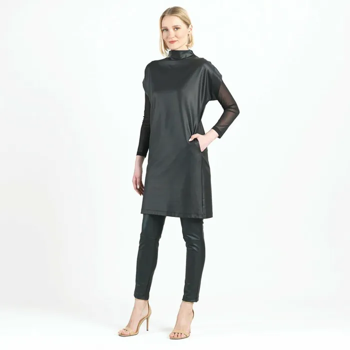 Liquid Leather 8211 High Neck Tunic Pocket Dress 8211 Black 8211 Final Sale Women Clara Sunwoo Dresses Jumpsuits Liquid Leather 8211 High Neck Tunic Pocket Dress 8211 Black 8211 Final Sale Women Clara Sunwoo Dresses Jumpsuits