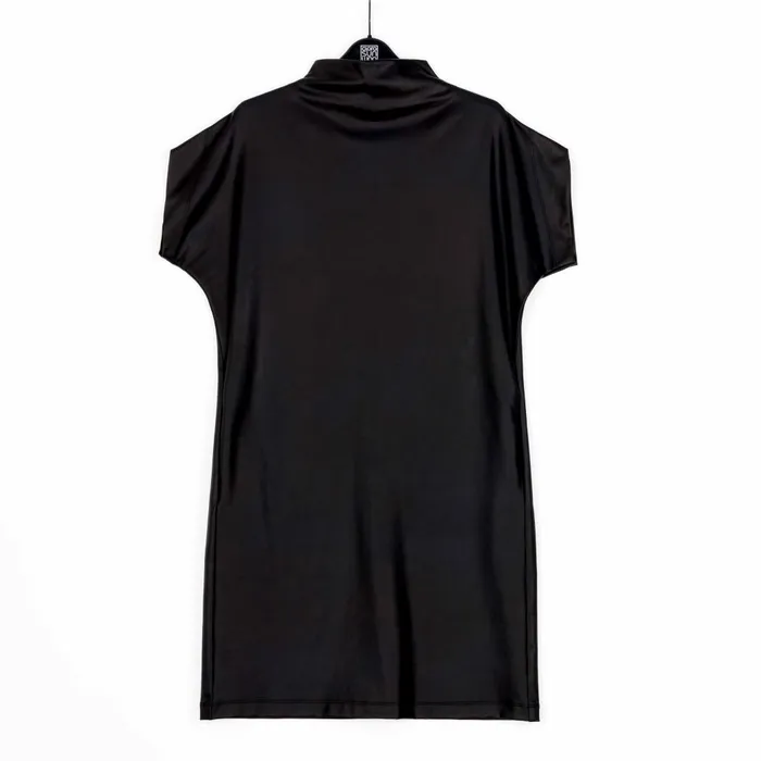 Liquid Leather 8211 High Neck Tunic Pocket Dress 8211 Black 8211 Final Sale Women Clara Sunwoo Dresses Jumpsuits