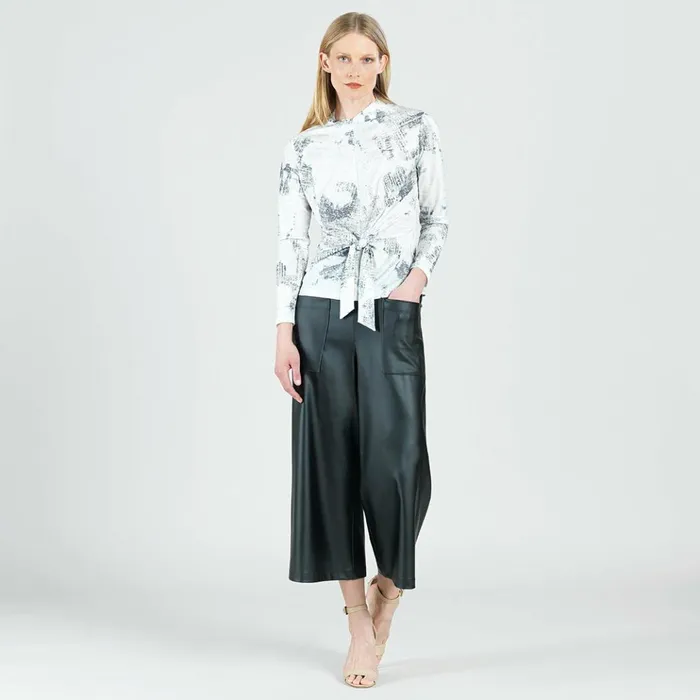 Liquid Leather 8211 Sheen Front Pocket Gaucho Pant 8211 Black Women Clara Sunwoo Pants Skirts