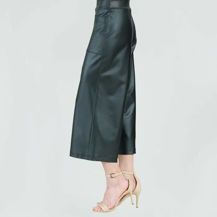 Liquid Leather 8211 Sheen Front Pocket Gaucho Pant 8211 Black Women Clara Sunwoo Pants Skirts