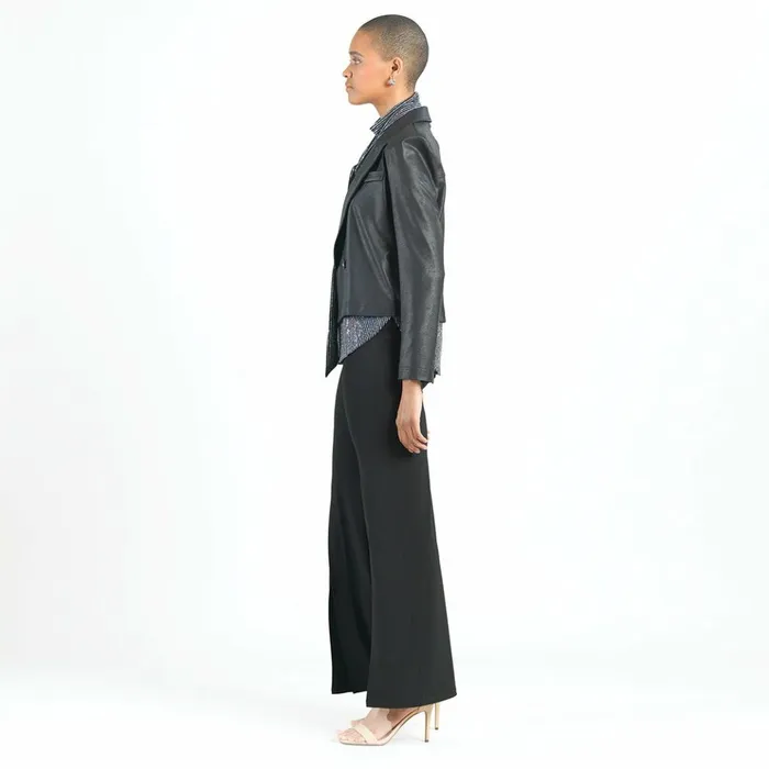 Liquid Leather Cropped Tuxedo Blazer 8211 Black 8211 Limited Sizes Women Clara Sunwoo Jackets Cardigans
