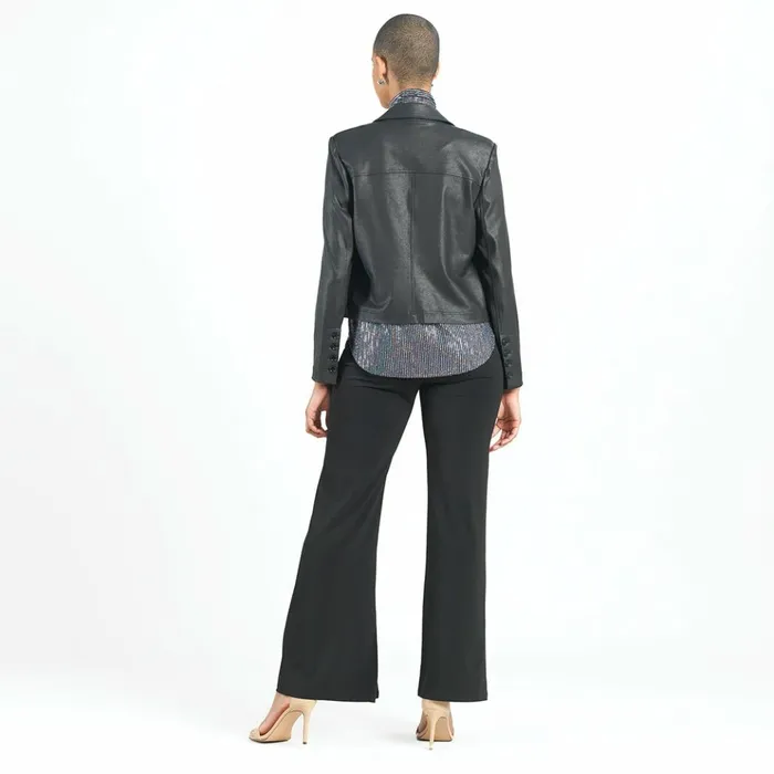Liquid Leather Cropped Tuxedo Blazer 8211 Black 8211 Limited Sizes Women Clara Sunwoo Jackets Cardigans