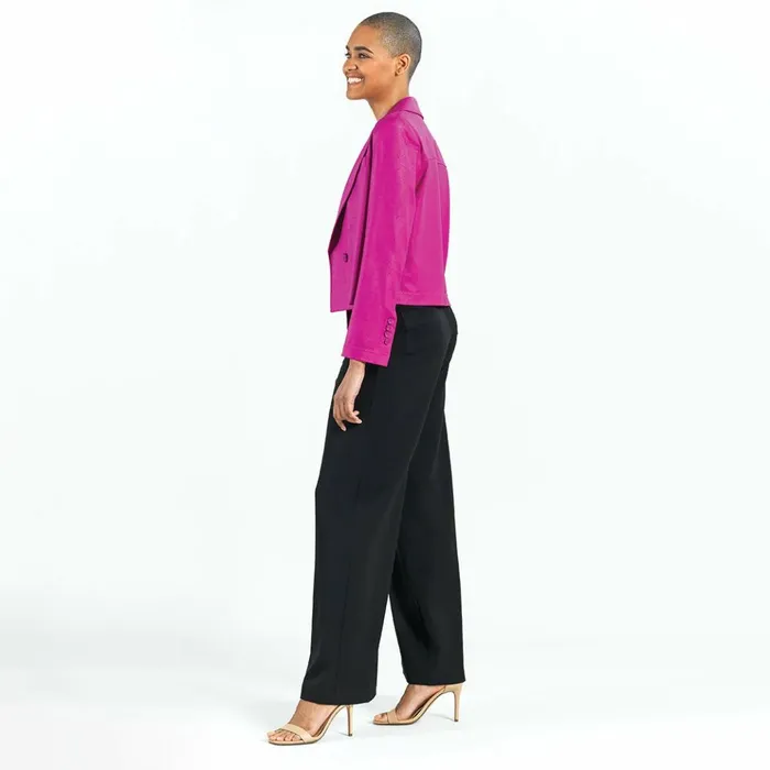 Liquid Leather Cropped Tuxedo Blazer 8211 Magenta 8211 Limited Sizes Women Clara Sunwoo Jackets Cardigans
