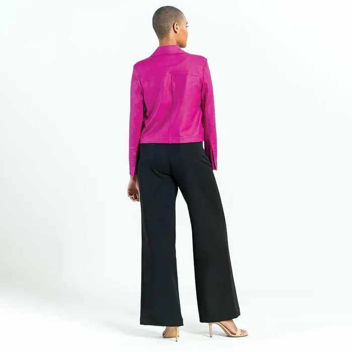 Liquid Leather Cropped Tuxedo Blazer 8211 Magenta 8211 Limited Sizes Women Clara Sunwoo Jackets Cardigans