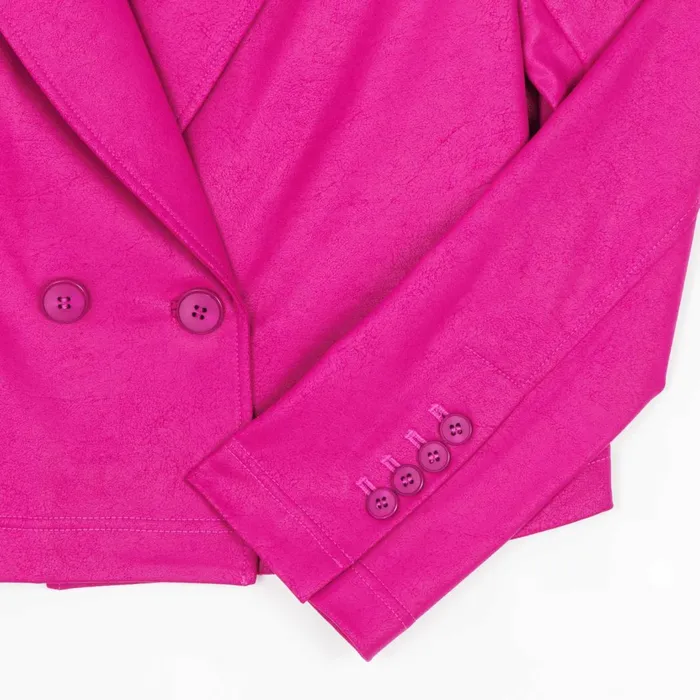 Liquid Leather Cropped Tuxedo Blazer 8211 Magenta 8211 Limited Sizes Women Clara Sunwoo Jackets Cardigans