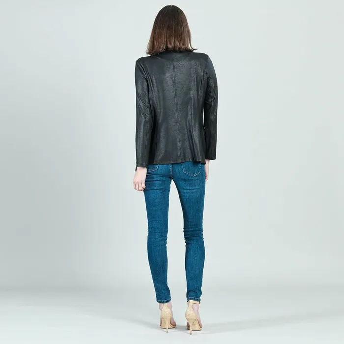 Liquid Leather Double Breasted Blazer 8211 Black Women Clara Sunwoo Jackets Cardigans
