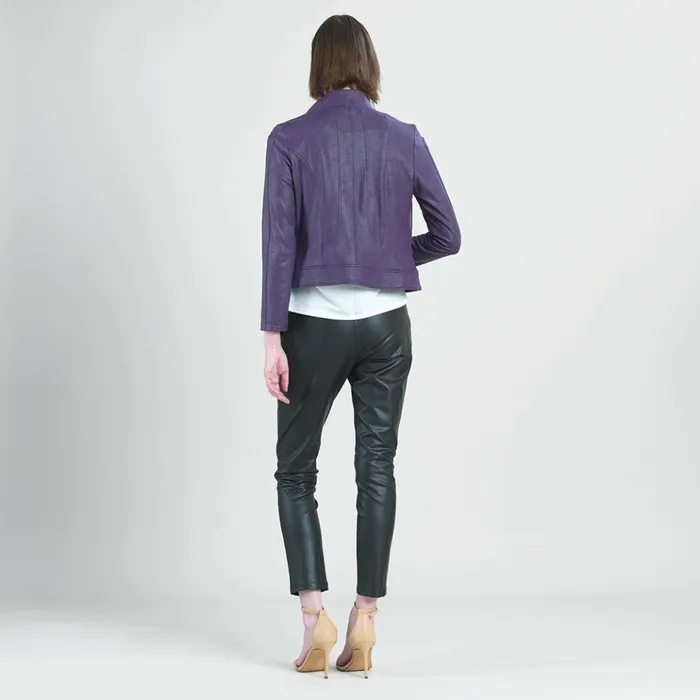 Liquid Leather Double Zip Pocket Jacket 8211 Eggplant 8211 Final Sale Women Clara Sunwoo Jackets Cardigans