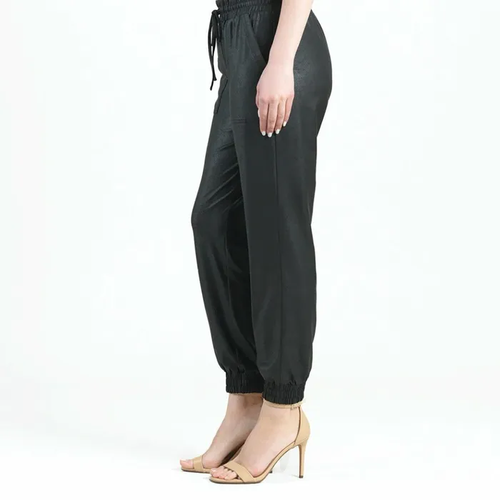 Liquid Leather Drawstring Jogger Pant 8211 Black Women Clara Sunwoo Pants Skirts