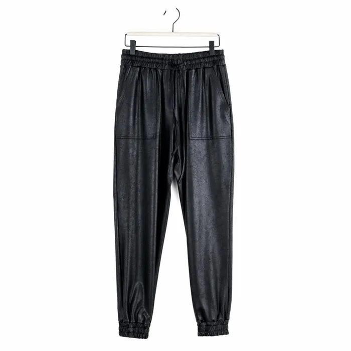 Liquid Leather Drawstring Jogger Pant 8211 Black Women Clara Sunwoo Pants Skirts