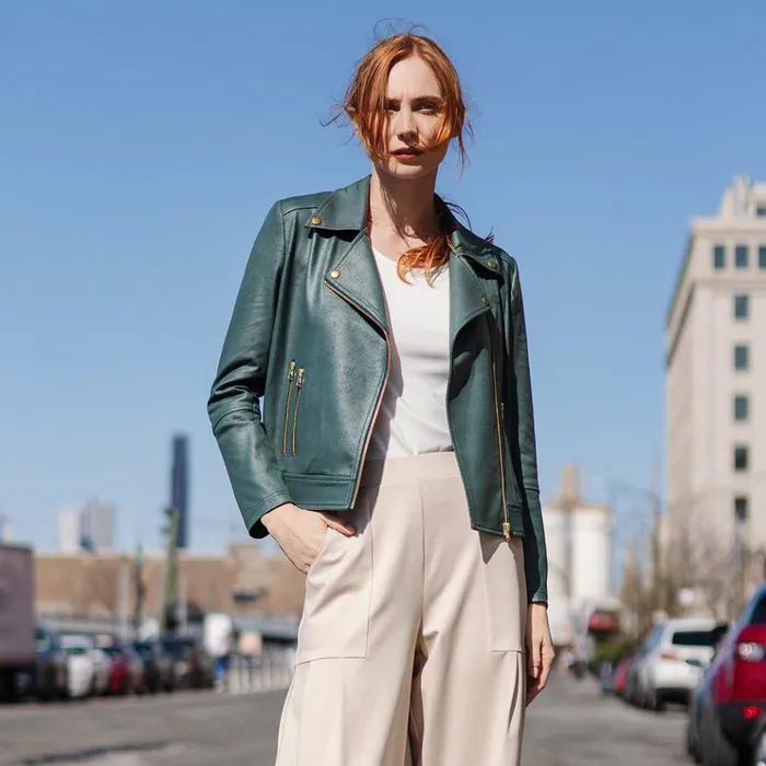 Liquid Leather Moto Zip Jacket 8211 Hunter Green Women Clara Sunwoo Jackets Cardigans Liquid Leather Moto Zip Jacket 8211 Hunter Green Women Clara Sunwoo Jackets Cardigans