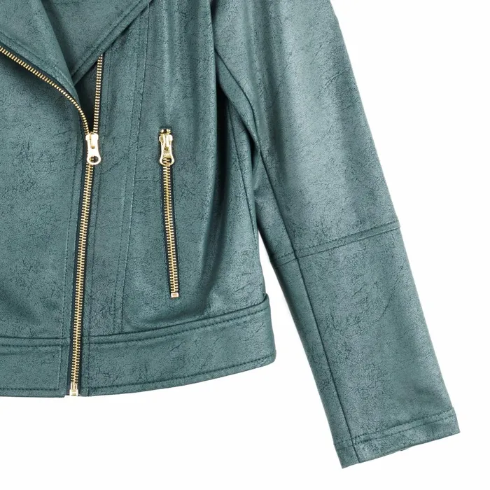 Liquid Leather Moto Zip Jacket 8211 Hunter Green Women Clara Sunwoo Jackets Cardigans