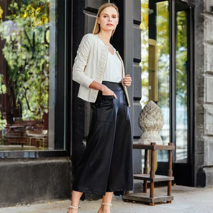 Liquid Leather Ruched Detail Jacket 8211 Ivory Women Clara Sunwoo Jackets Cardigans
