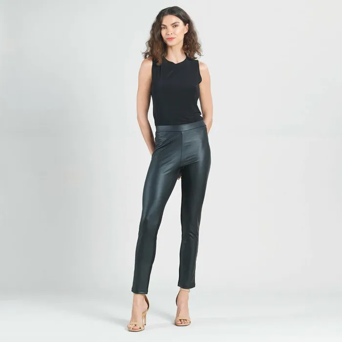 Liquid Leather Sheen TwoTone Legging 8211 Black Women Clara Sunwoo Pants Skirts