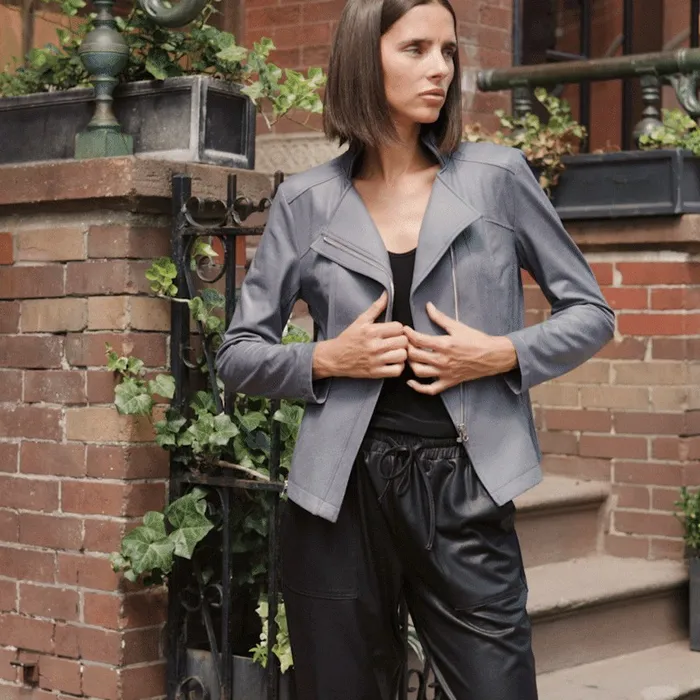 Liquid Leather Signature Jacket 8211 Charcoal Women Clara Sunwoo Jackets Cardigans Liquid Leather Signature Jacket 8211 Charcoal Women Clara Sunwoo Jackets Cardigans