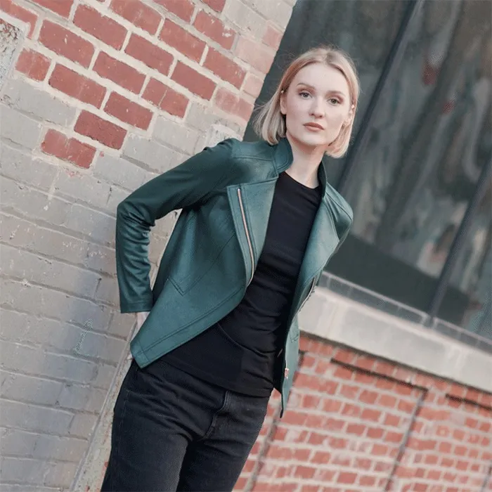 Liquid Leather Signature Jacket 8211 Hunter Green Women Clara Sunwoo Jackets Cardigans Liquid Leather Signature Jacket 8211 Hunter Green Women Clara Sunwoo Jackets Cardigans