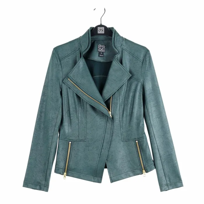 Liquid Leather Signature Jacket 8211 Hunter Green Women Clara Sunwoo Jackets Cardigans