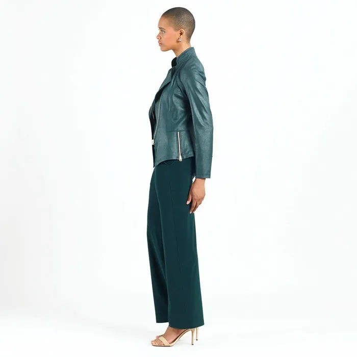 Liquid Leather Signature Jacket 8211 Hunter Green Women Clara Sunwoo Jackets Cardigans