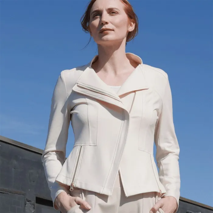 Liquid Leather Signature Jacket 8211 Ivory Women Clara Sunwoo Jackets Cardigans