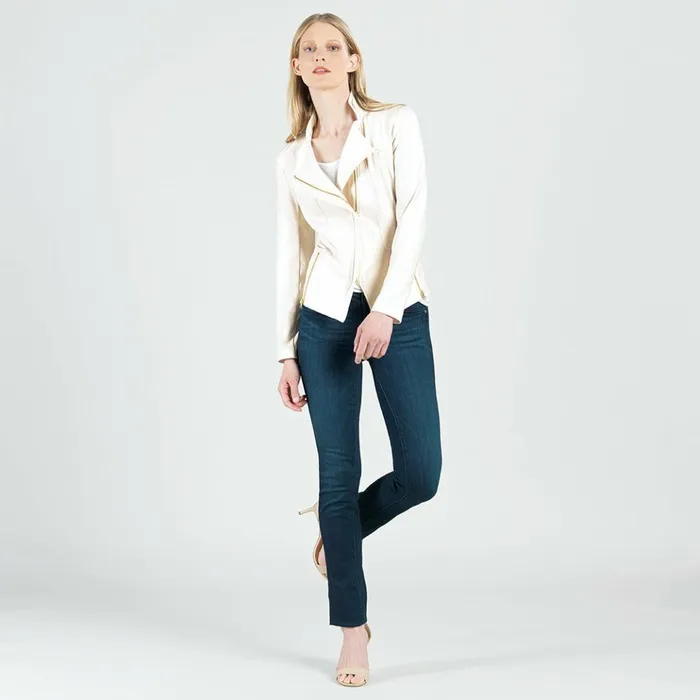 Liquid Leather Signature Jacket 8211 Ivory Women Clara Sunwoo Jackets Cardigans