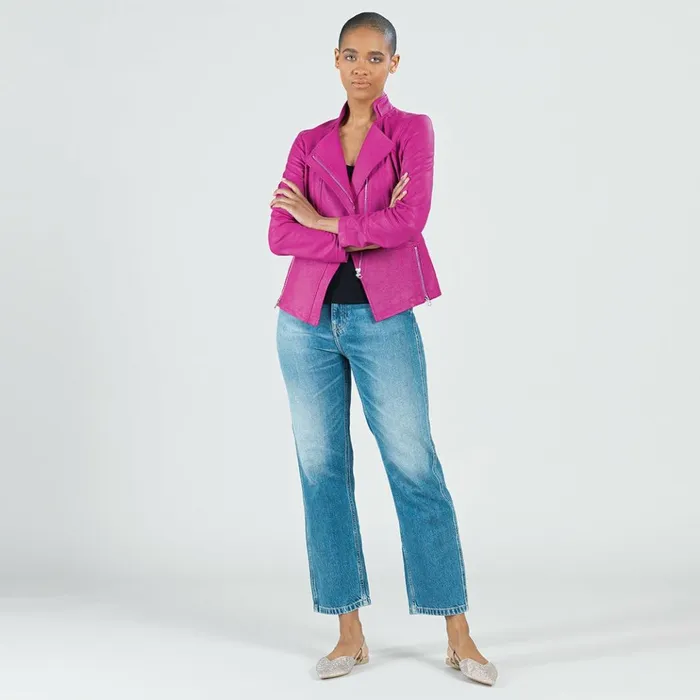 Liquid Leather Signature Jacket 8211 Magenta Women Clara Sunwoo Jackets Cardigans
