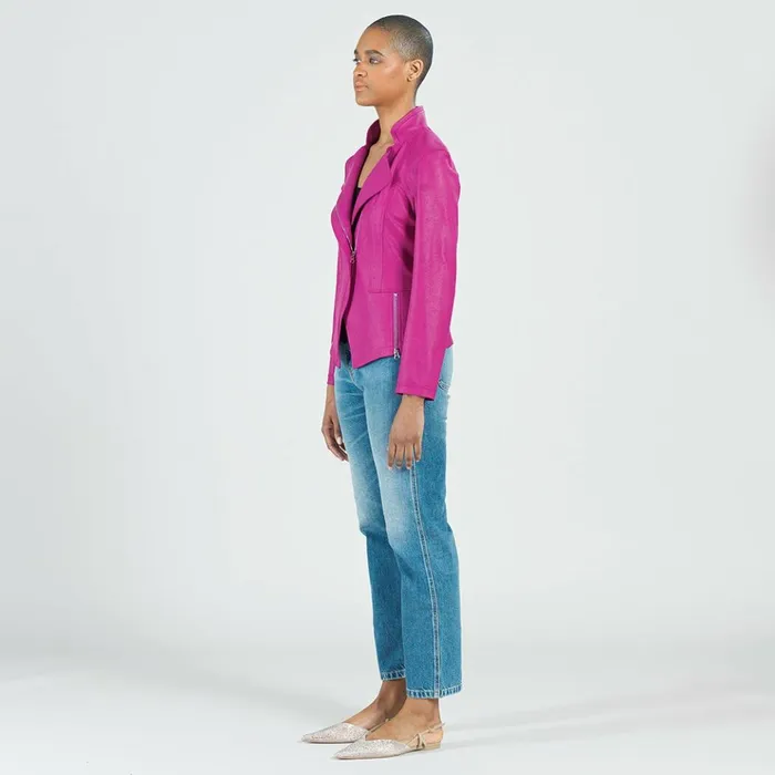 Liquid Leather Signature Jacket 8211 Magenta Women Clara Sunwoo Jackets Cardigans
