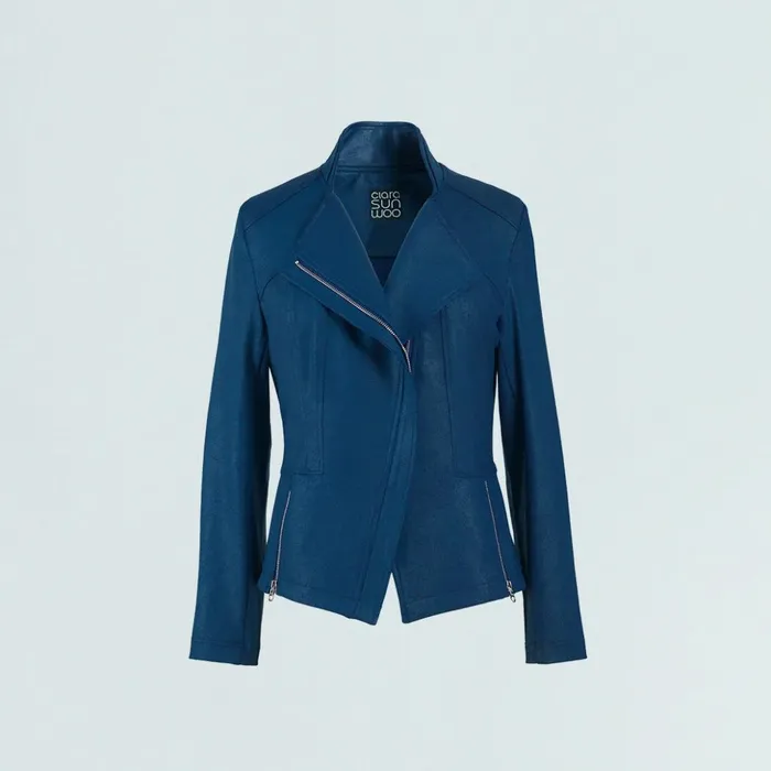 Liquid Leather Signature Jacket 8211 Navy Women Clara Sunwoo Jackets Cardigans