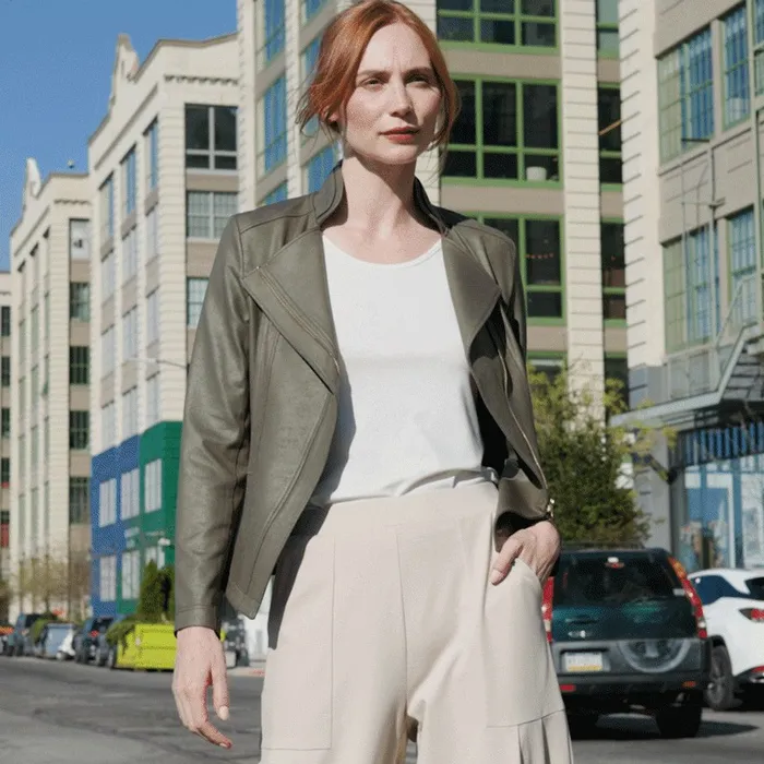 Liquid Leather Signature Jacket 8211 Olive Women Clara Sunwoo Jackets Cardigans