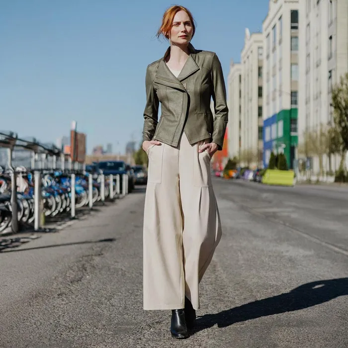 Liquid Leather Signature Jacket 8211 Olive Women Clara Sunwoo Jackets Cardigans