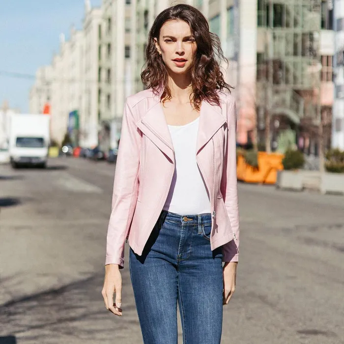 Liquid Leather Signature Jacket 8211 Pink Women Clara Sunwoo Jackets Cardigans