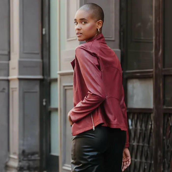 Liquid Leather Signature Jacket 8211 Ruby Women Clara Sunwoo Jackets Cardigans