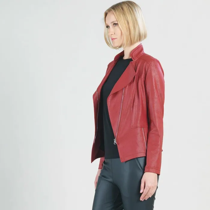 Liquid Leather Signature Jacket 8211 Ruby Women Clara Sunwoo Jackets Cardigans