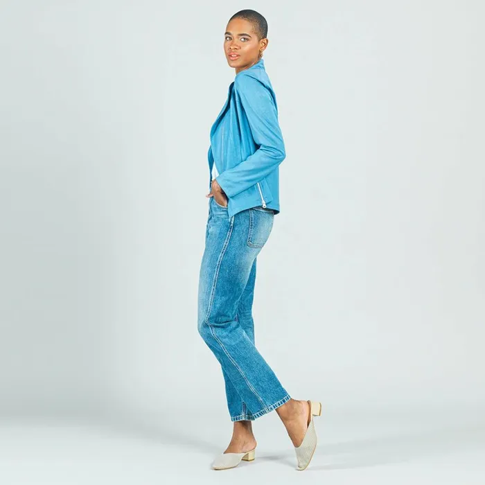 Liquid Leather Signature Jacket 8211 Sky Blue Women Clara Sunwoo Jackets Cardigans