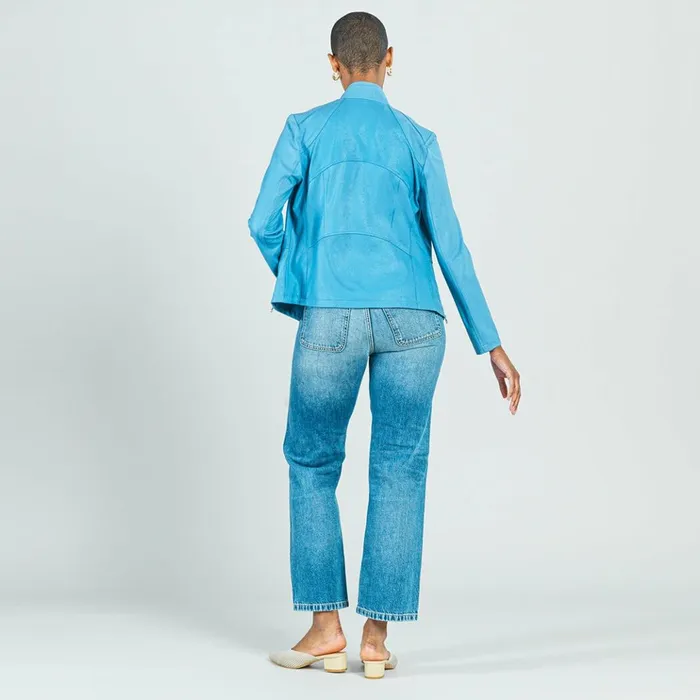Liquid Leather Signature Jacket 8211 Sky Blue Women Clara Sunwoo Jackets Cardigans