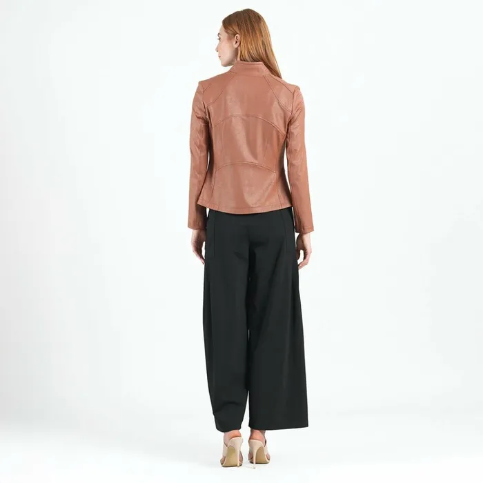 Liquid Leather Signature Jacket 8211 Tan Women Clara Sunwoo Jackets Cardigans