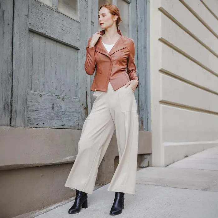 Liquid Leather Signature Jacket 8211 Tan Women Clara Sunwoo Jackets Cardigans
