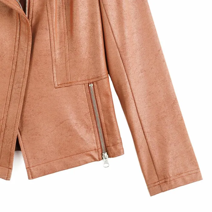 Liquid Leather Signature Jacket 8211 Tan Women Clara Sunwoo Jackets Cardigans