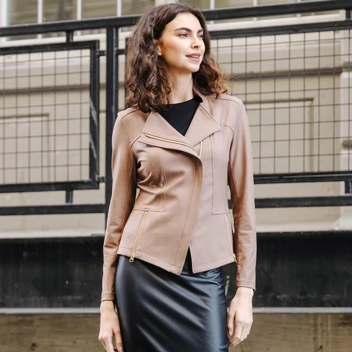 Liquid Leather Signature Jacket 8211 Taupe Women Clara Sunwoo Jackets Cardigans Liquid Leather Signature Jacket 8211 Taupe Women Clara Sunwoo Jackets Cardigans