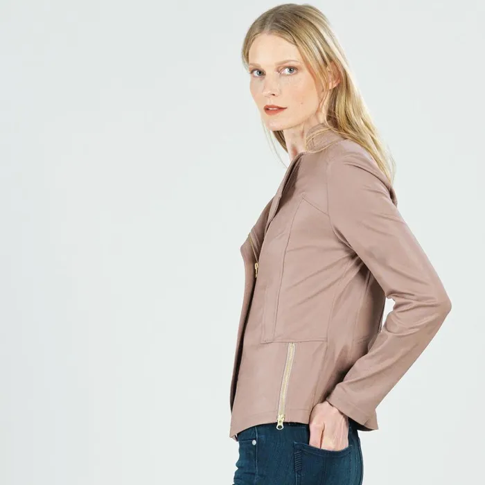 Liquid Leather Signature Jacket 8211 Taupe Women Clara Sunwoo Jackets Cardigans