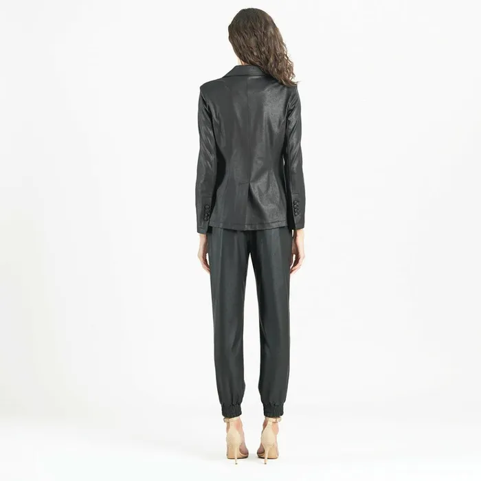 Liquid Leather Signature Pocket Blazer 8211 Black Women Clara Sunwoo Jackets Cardigans