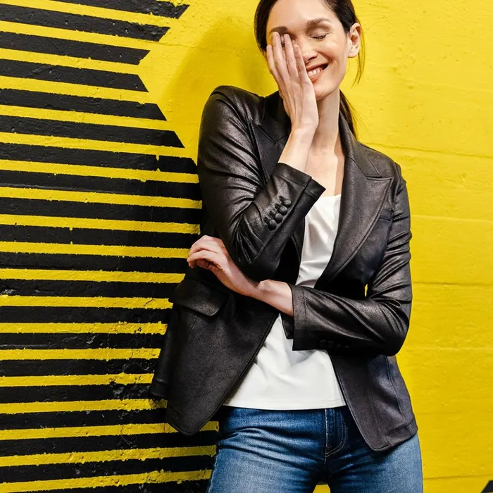 Liquid Leather Signature Pocket Blazer 8211 Black Women Clara Sunwoo Jackets Cardigans