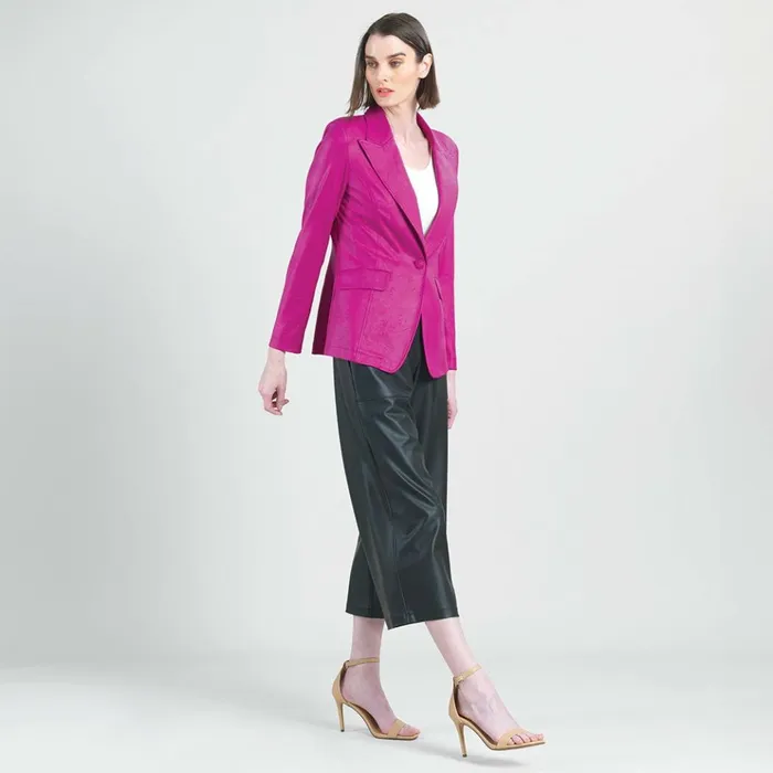 Liquid Leather Signature Pocket Blazer 8211 Magenta 8211 Final Sale Women Clara Sunwoo Jackets Cardigans