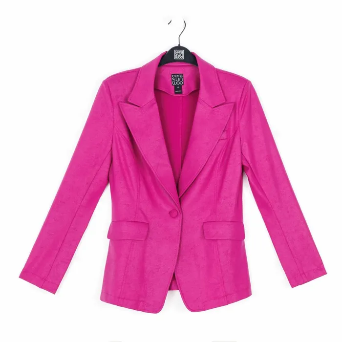 Liquid Leather Signature Pocket Blazer 8211 Magenta 8211 Final Sale Women Clara Sunwoo Jackets Cardigans