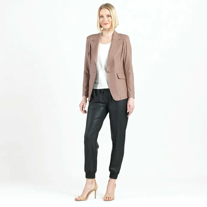 Liquid Leather Signature Pocket Blazer 8211 Taupe Women Clara Sunwoo Jackets Cardigans
